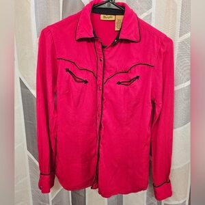 Wrangler Womens Bright Red Button Down Shirt